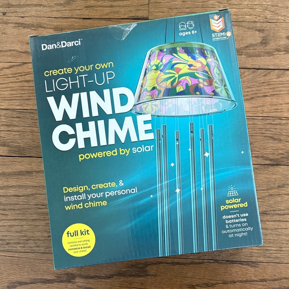 NIB Solar-Powered Light-Up Wind Chime Kit - Design your own! Ages 8+